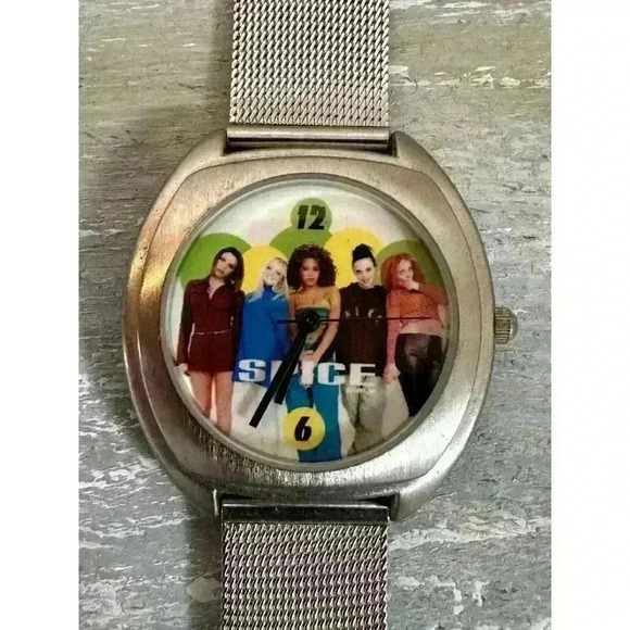 90's vintage Spice Girls Watch by Nelsonic in Novelty Tin case Silver tone Band - Picture 12 of 16